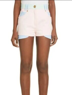 NWT Balmain Pastel Denim Colorblock Women’s Shorts